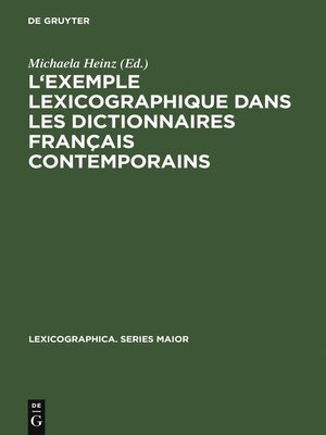 cover image of L'exemple lexicographique dans les dictionnaires français contemporains